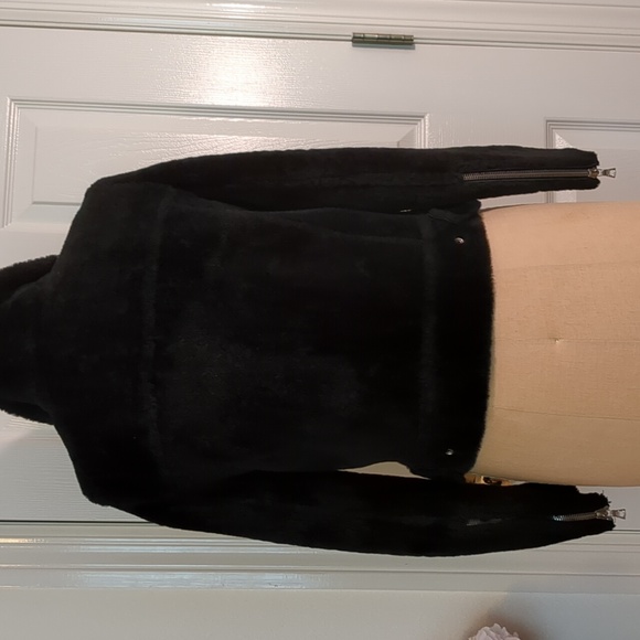 Sandro Paris Shearling Moto Jacket Sz. 0 - Picture 4 of 9
